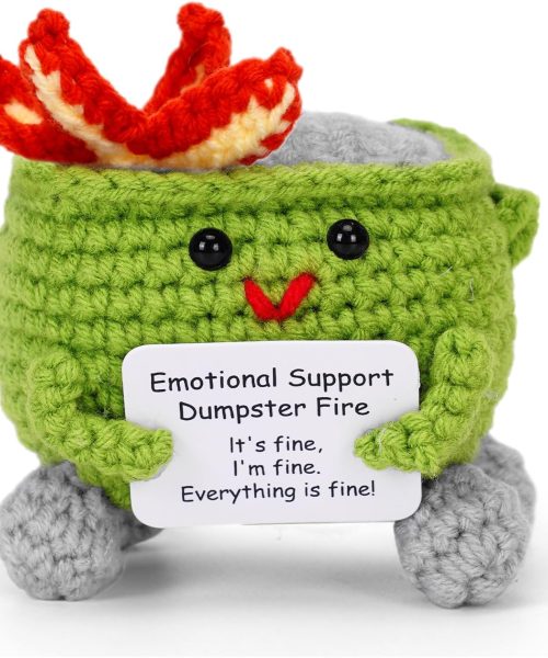 Handcrafted Crochet Dumpster Fire – Green Emotional Support Figurine