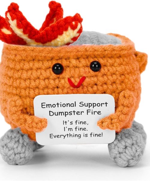 Handcrafted Crochet Dumpster Fire – Orange Emotional Support Figurine